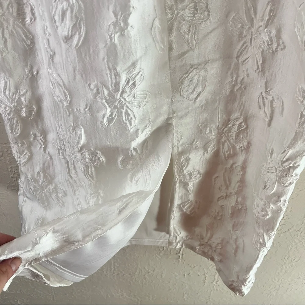 Lulu's Gorgeous Persona White Satin Jacquard Tie Strap Midi Dress - Picture 13 of 15